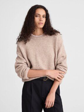 Madewell CloudSoft Drop-Shoulder Crewneck Sweater in Hthr Oatmeal, Size X-Small